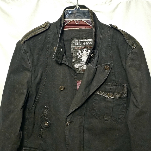 rnt23 Ron Tomson Urban Outdoor Wear Mens Y2K 90's Black Denim Jacket XXL - Picture 6 of 16